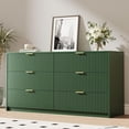 thumbnail image 5 of FURNIWAY Green 6 Drawer Dresser for Bedroom, 55 Inch Wide Modern Chest of Drawers with Fluted Wood Front and Gold Metal Handles for Living Room Hallway, 5 of 7