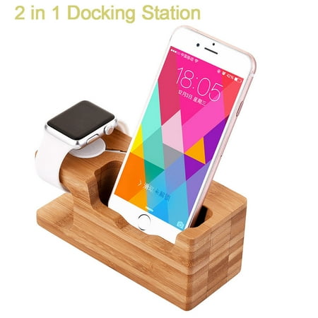 For iphone Apple Watch Stand Bamboo Wood Charging Stand Bracket Docking Station