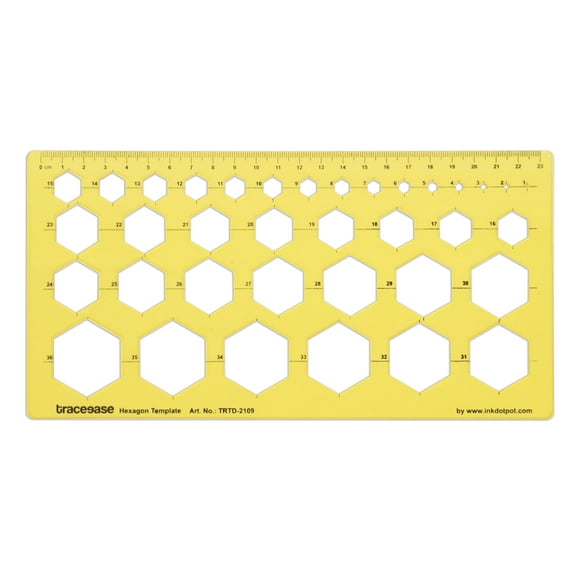Traceease Geometric Drafting Hexagon Template Drawing Stencil, Designing Template Measuring Ruler