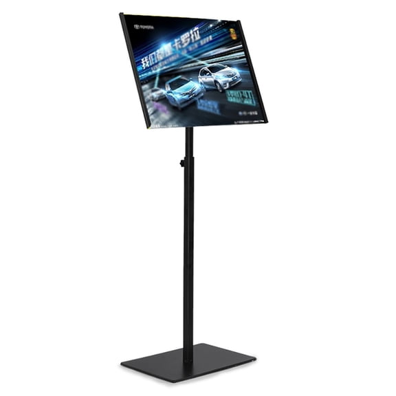 Metal Sign Holder Stand with Heavy Duty Pedestal,Floor Standing Display Poster Stand Sign Holder Menu Sign Holder,Vertical & Horizontal View