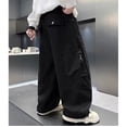 thumbnail image 5 of LIIPEE Boys Cargo Pants With Multiple Pockets Casual Fashion Solid Color Elastic Waist Baggy Wide Leg Trousers Kids Comfortable Breathable Versatile Bottoms,9-10 Years, 5 of 6