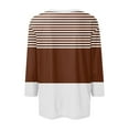 thumbnail image 5 of CLOISE Womens Shirts Fall Fashion Striped Tees Round Neck 3/4 Sleeve Tops Casual Color Block Basic Shirts Flowy Outfits Brown XL, 5 of 5