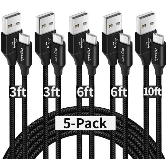 Cable USB-A a USB-C etguuds, paquete de 5, carga rápida