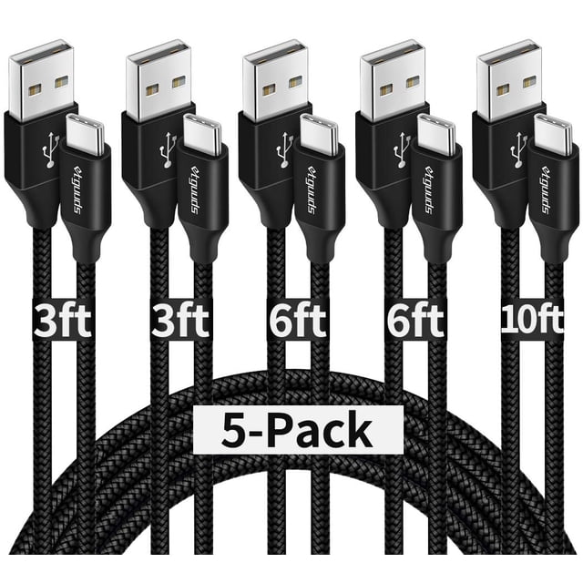 Cable USB-A a USB-C etguuds, paquete de 5, carga rápida