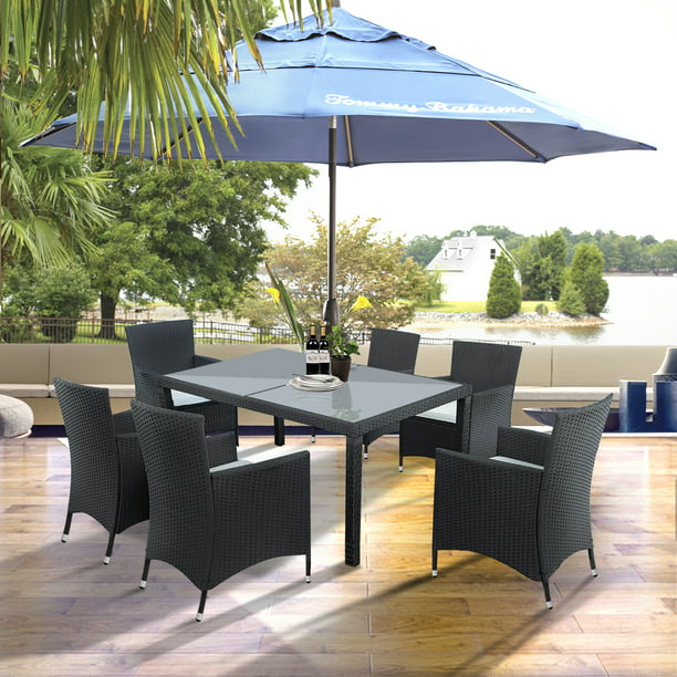 Outdoor Sectional Patio Dining Table, Outdoor Sectional With Dining Table And Umbrella
