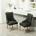 thumbnail image 5 of Charcoal Button Solid Wood Wingback Chairs 2 - Hostess Choice With Attractive Nail Heads Of Build Enchanting Head Trims, 5 of 6