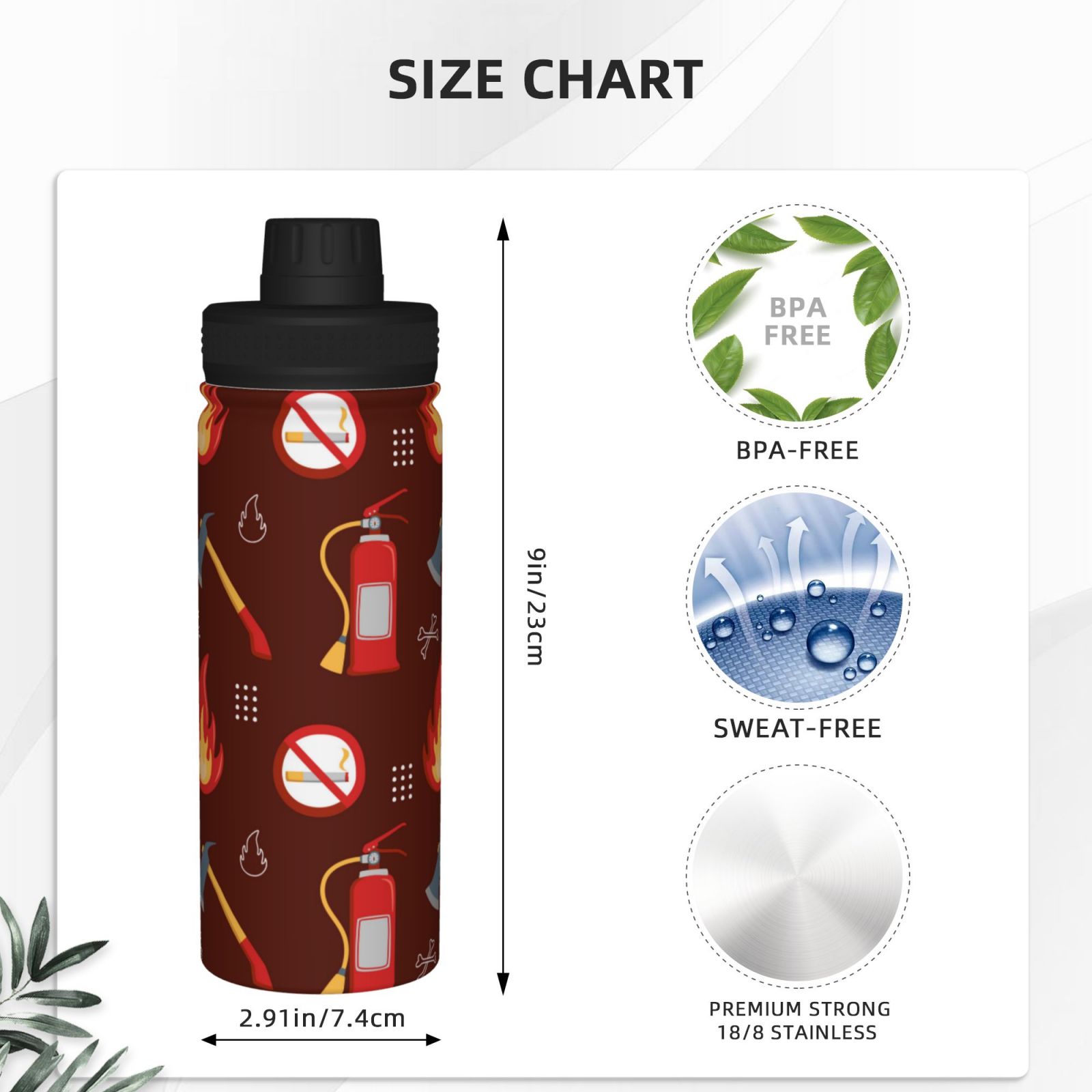 Hirioo Fire Extinguisher for 18oz Sports Insulated Kettle for Gym Hiking Camping Running Mountain Bike Outdoor Sports