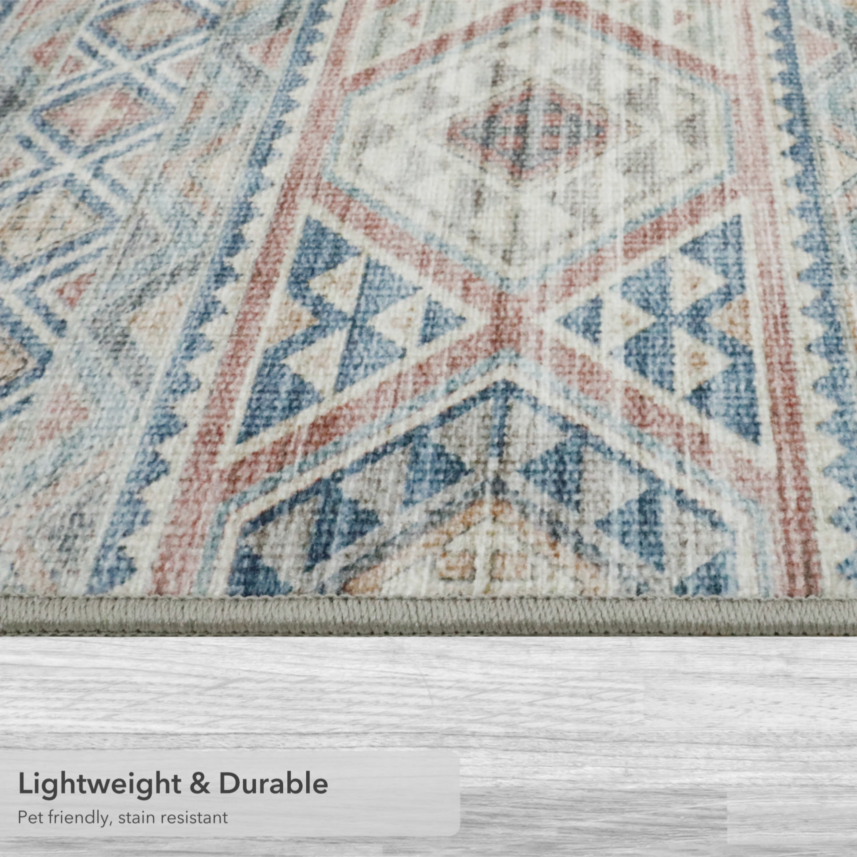 Washable Skid-Resistant Runner Rug Geometric Pink 24" x 96"