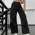 thumbnail image 2 of Lmnyox Baggy Cargo Pants for Women Elastic Waist Trousers with Pocket Summer Loose Lounge Pants, 2 of 7