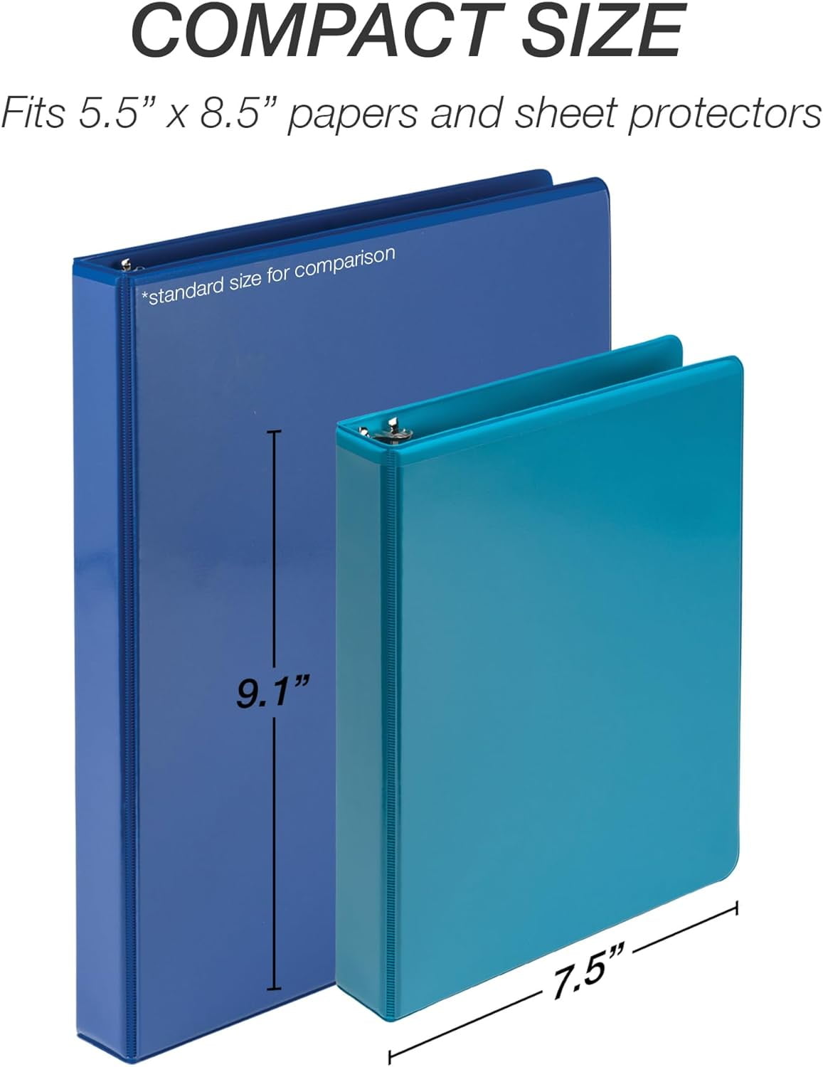 Samsill Economy 1 Inch Mini 3 Ring Binder - - 9.1” x 7.5” Round Ring Binder - Non-Stick Customizable Cover - Assorted Fashion - 6 Pack