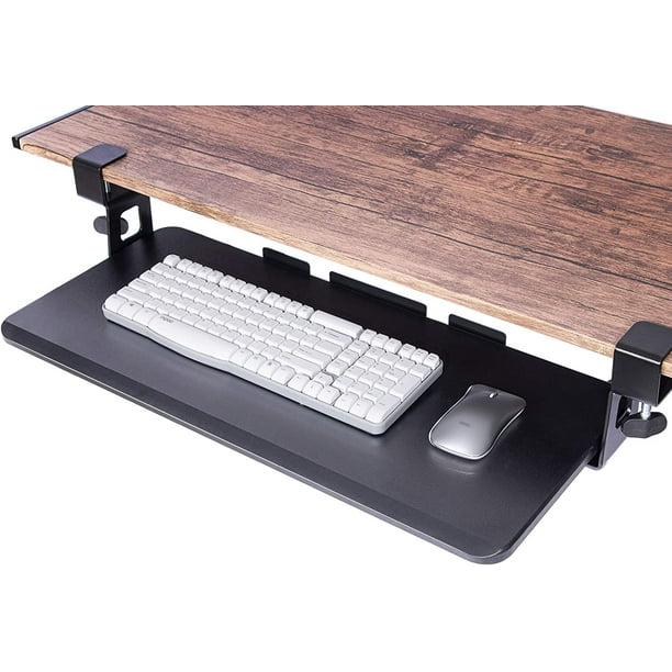 HUANUO Tiroir à clavier confortable sous le bureau, grand plateau à clavier  à pince (26,4 x 11,8) - Facile à utiliser avec glissement 
