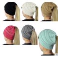 thumbnail image 2 of Bonnet Tricoté Extensible pour Femme Fille, Chapeau de Queue de Cheval Troué Chaud Hiver, 2 of 5