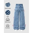 thumbnail image 5 of OYYN Baggy Jeans for Girls Wide Leg High Elastic Waist Adorned with Cute Bow Trendy Y2K Denim Pants Boyfriend Skater Streetwear & School, 5 of 7