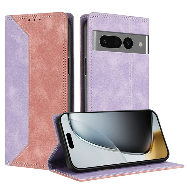 Phone Case for Google Pixel 7 Pro FOXDOCK Premium Leather,Creative Dual-Color Cover with Card Slot,Shockproof