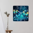 thumbnail image 3 of 14 Inch Wall Clock Battery Operated Square Clock for Office, Kitchen, Outdoor, Living Room,Magic Sparkling Blue Butterfly on Water Adorable, 3 of 4
