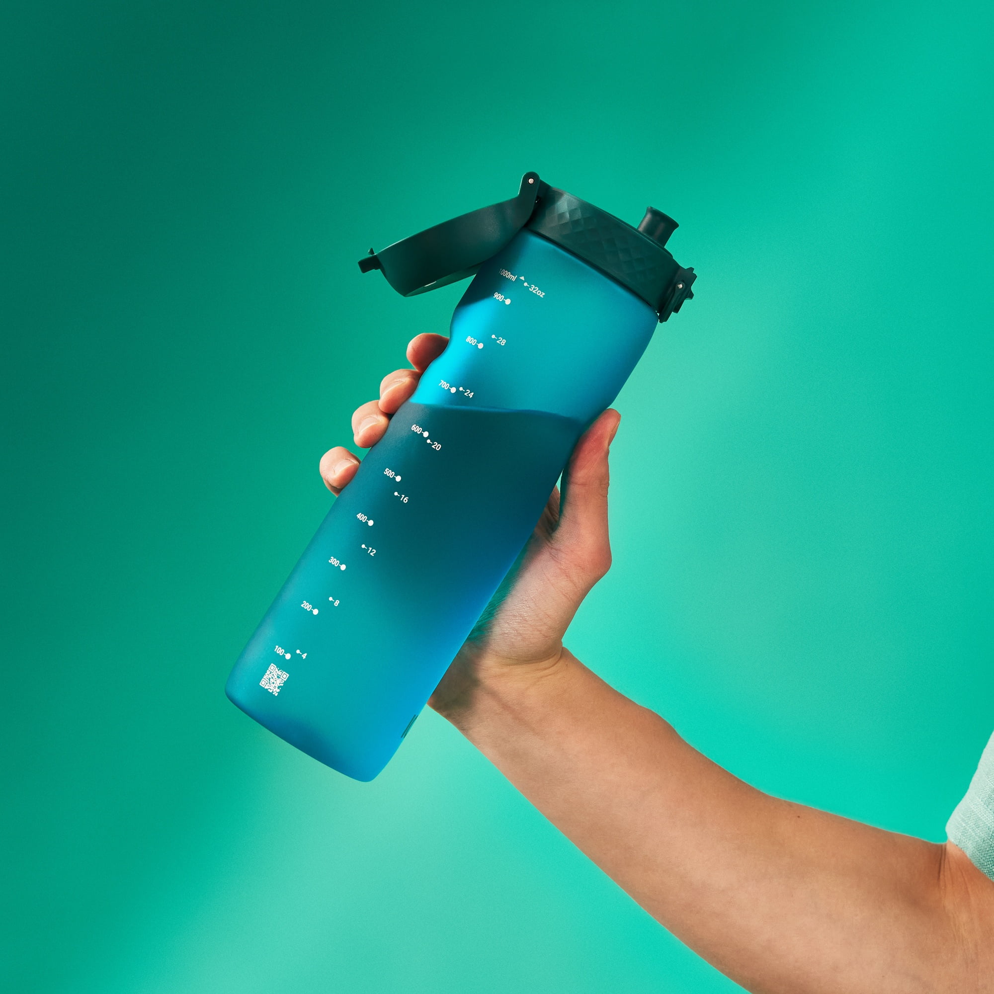 ION8 Leak Proof Flip-Top 1 Litre Water Bottle, BPA Free, Dishwasher-Safe, Aqua, 1000ml (32oz)