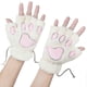 thumbnail image 3 of Womens Bear Plush Cat Paw Claw Glove White Soft Winter Fingerless Mitten Gloves White, 3 of 4