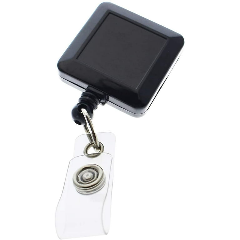 Retractable Square ID Badge Reel with Extra Strong Pinch Clip (Non