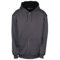 thumbnail image 1 of 9 Crowns Essentials Mens Full Zip Sherpa Lined Fleece Hoodie Jacket (Charcoal/Black, X-Large), 1 of 3