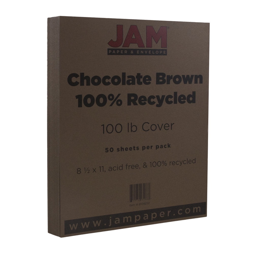 JAM Paper Heavyweight 100lb Cardstock, 8 1/2 x 11, , Chocolate Brown, 50 per Pack