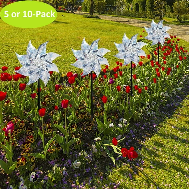 Big Enough 7 Diameter Reflective Pinwheels With Stakes 5 Or 10 Pack Extra Sparkly Pin Wheel For Garden Decor Com - Extra Large Garden Pinwheels Big Enough 7 Diameter Reflective Pinwheels With Stakes 5 Or 10 Pack Extra Sparkly Pin Wheel For Garden Decor Com - Extra Large Garden Pinwheels