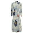 thumbnail image 5 of Floral Blue Textile Pattern Design Shirt Dress Long Sleeve Street Fashion V Neck Oversized Casual Dress Women Evening Dress, 5 of 7