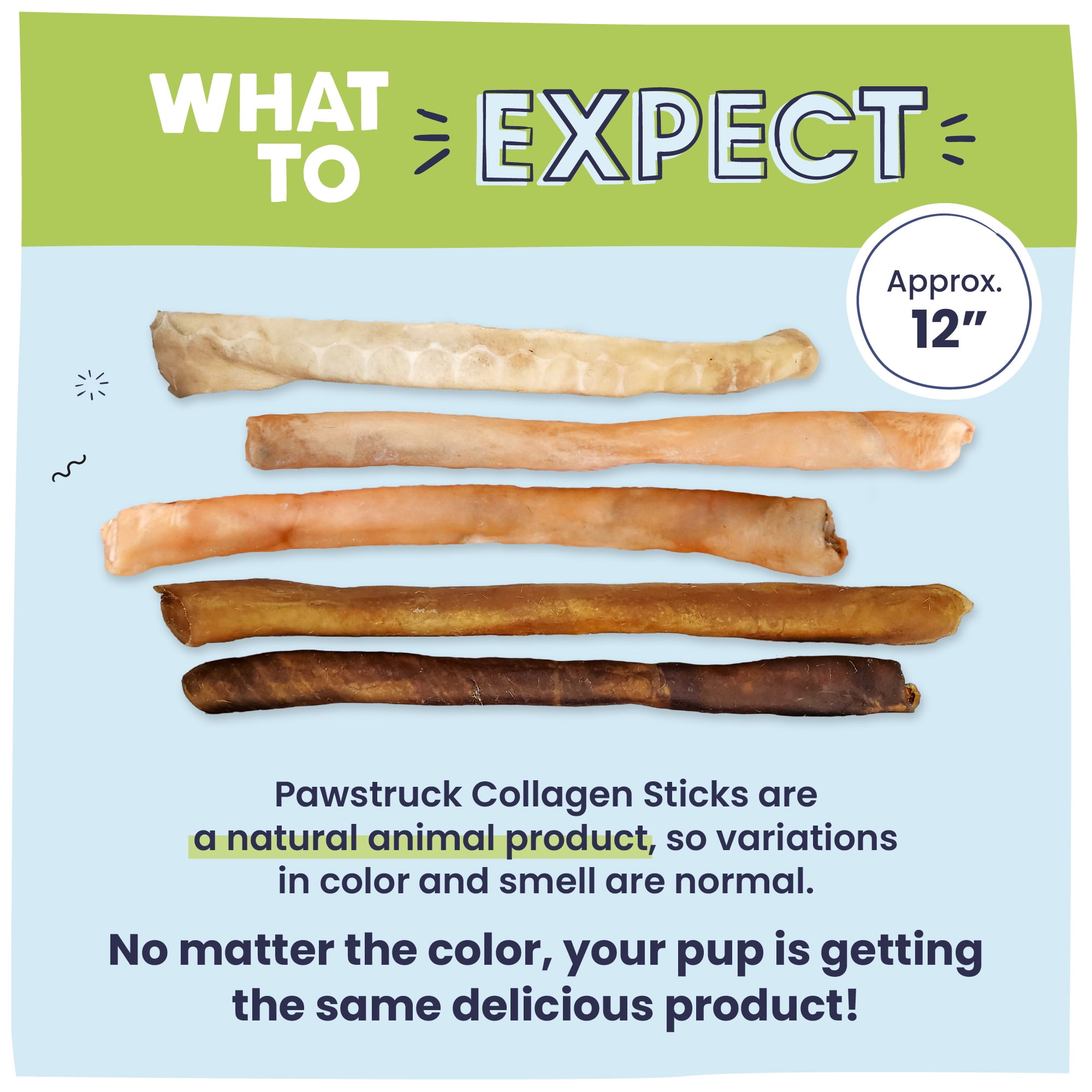 (3 pack) Pawstruck Natural Large Beef Collagen Sticks, Single Ingredient Chews for Dogs, 2pk