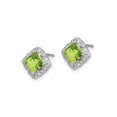 thumbnail image 2 of 1.60 Carat (Ctw) Natural Peridot Princess Stud Earrings in 14K White Gold with Diamonds for Women, 2 of 5