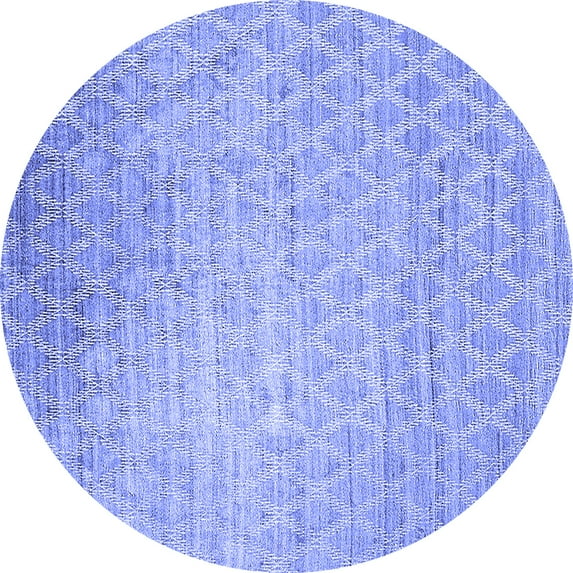 Ahgly Company Machine Washable Indoor Round Oriental Blue Industrial Area Rugs, 3' Round