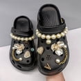 thumbnail image 4 of Accesorios para zapatos Hebilla para zapatos Juego de cadena de diamantes de imitación de metal con perlas Hebilla decorativa con forma de flor para zapatos, 4 of 6