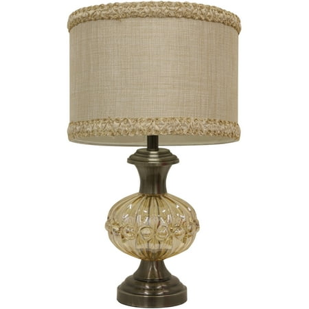 Carnival Glass and Brushed Steel Table Lamp