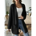 thumbnail image 6 of Open Front Women Casual Fall Sweater Long Sleeve with Pockets Sweater Cardigan Black XL, 6 of 9