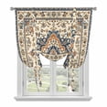 thumbnail image 2 of Vintage Ethnic Floral Tie Up Curtain 54 Inches Long, Retro Brown Classical Bohemian Style Balloon Style Kitchen Window Curtain Over Sink, Small Window Rod Pocket Curtain 42"x54", 2 of 9