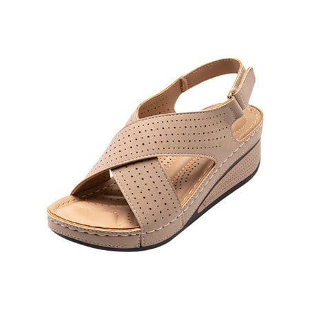 

Rdeuod Womens Sandals Summer Ladies Shoes Wedge Heel Retro Hollow Out Casual Women S