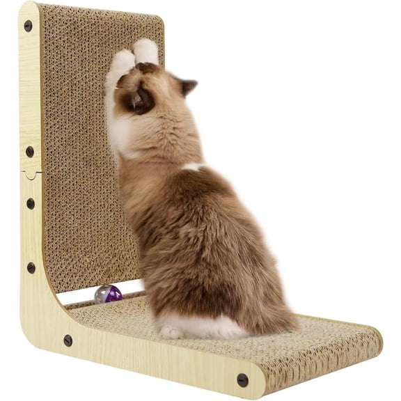 Urieessian L Shaped Cat Scratcher for Indoor Cats - 17" Tall Scratching Post with Sturdy Base, Durable Cat Scratch Pad for Kittens & Adults, Furniture Protector