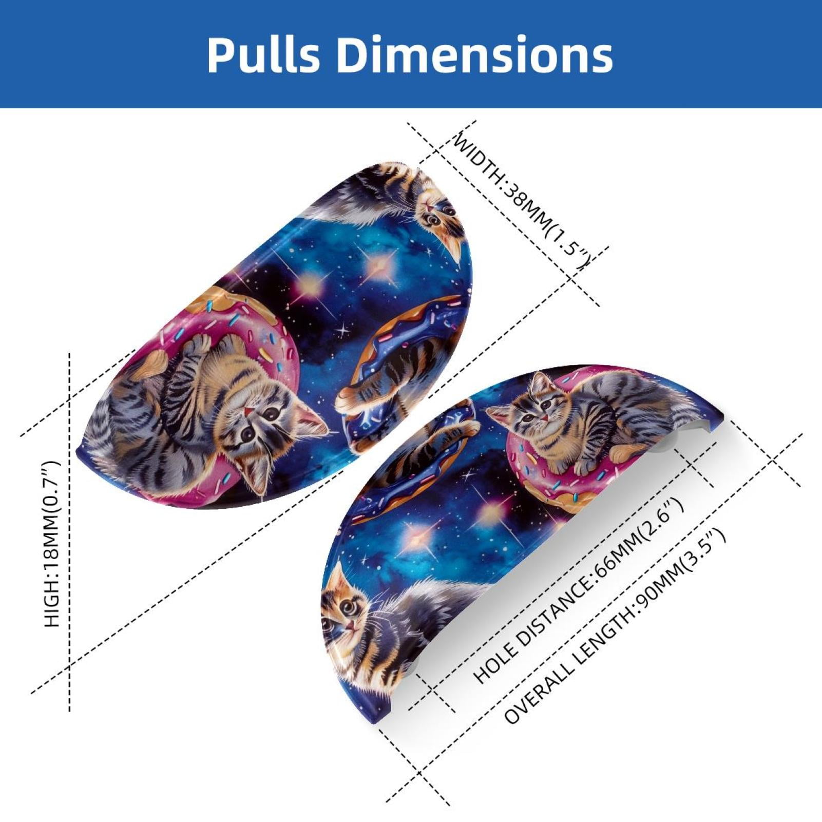 PhooArto 6 Pcs Cup Drawer Pulls, Blue Galaxy Cats Donuts Shell Shape Handles Cabinet Knobs for Dresser Cupboard Closet Wardrobe with Screws