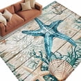 thumbnail image 2 of 5'x8' Area Rugs, Teal Starfish Coastal Indoor Outdoor Area Rug for Living Room Bedroom, Summer Beach Nautical Retro Washable Bathroom Rugs Kitchen Floor Carpet Mats Home Decor Aesthetic, 2 of 8