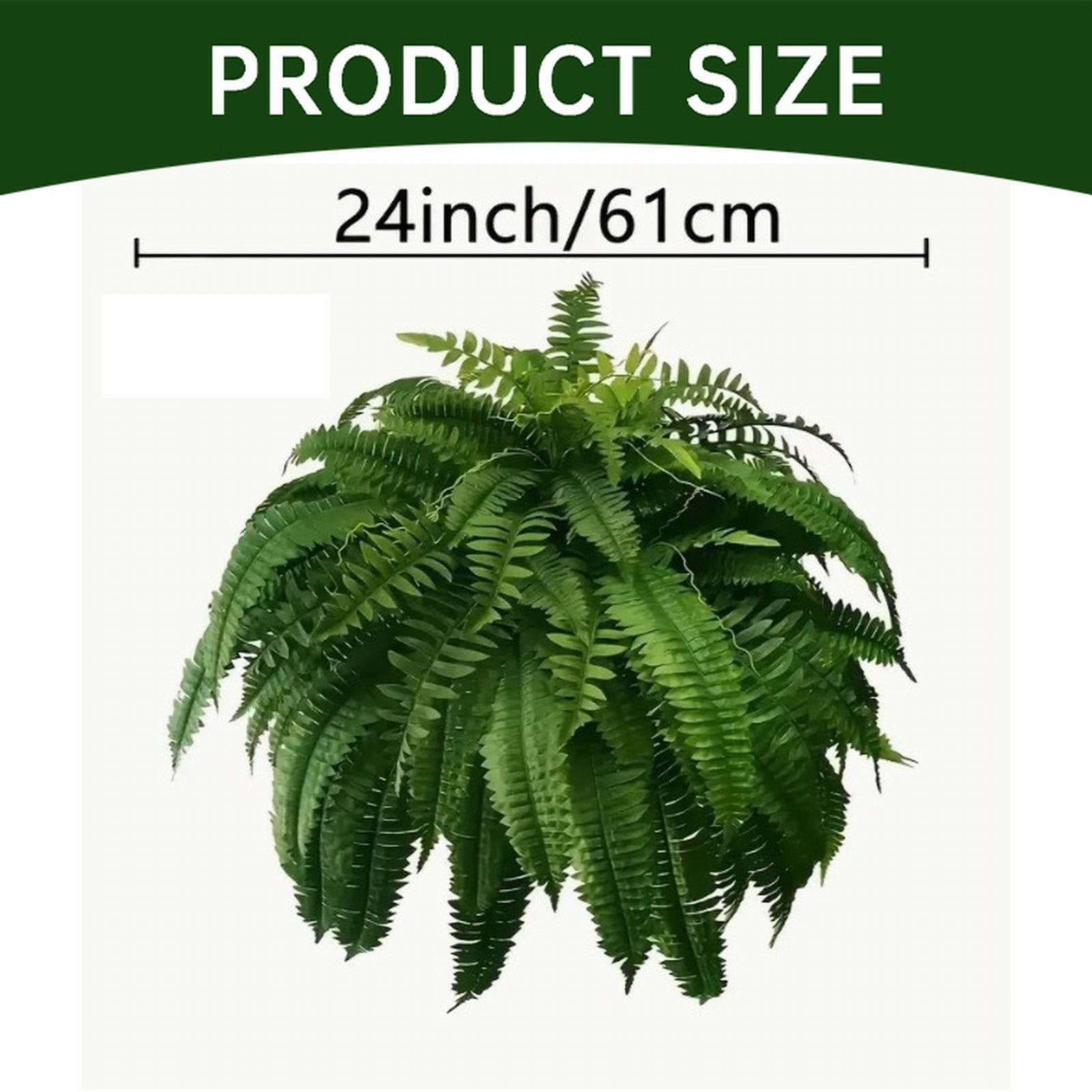 PPKVUFD 2Pcs 24 Inch Large Fake Boston-Fern, UV Resistant Artificial Ferns, Faux Fern Plants for Home, Office, Garden Indoor Outdoor Decoration