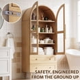 thumbnail image 2 of Walsunny Arched Freestanding Bathroom Storage Cabinet with Drawers Glass Doors, Wooden Tall Cabinet with Shelves, Space-Saving Organizer for Bathroom, Natural Wood Color, 2 of 8
