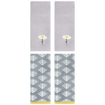 Unique Bargains 4 Pcs Soft Cotton Hand Towels Grey/Dark Grey 13" x 30"/14" x 30"