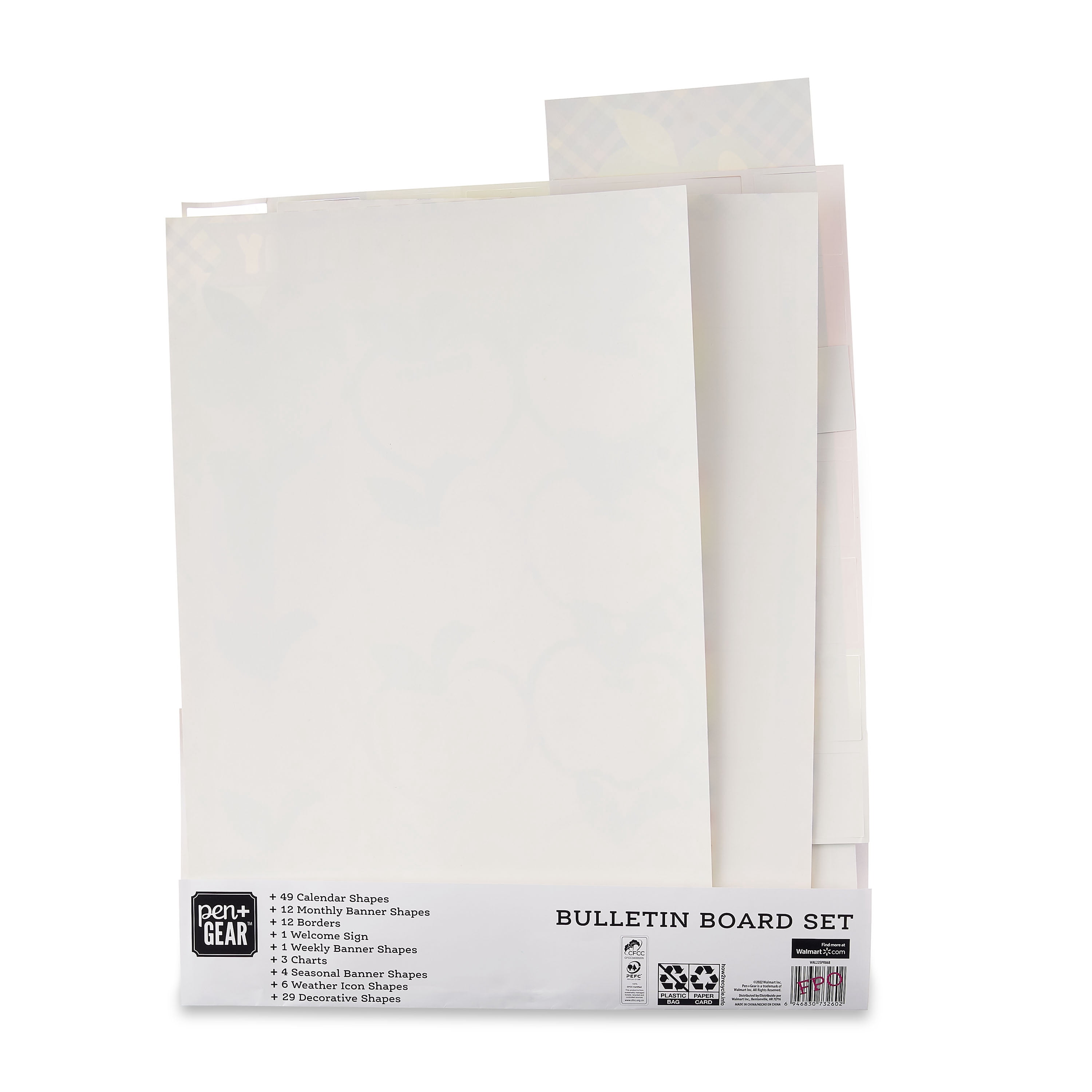 Pen+Gear Paper Bulletin Board & Calendar Set, 117 Pieces Included, Assorted Sizes.