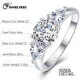 thumbnail image 4 of 925 Sterling Silver Engagement Ring for Women Pear and Round Cut AAA Cubic Zirconia Size 5-10, 4 of 5