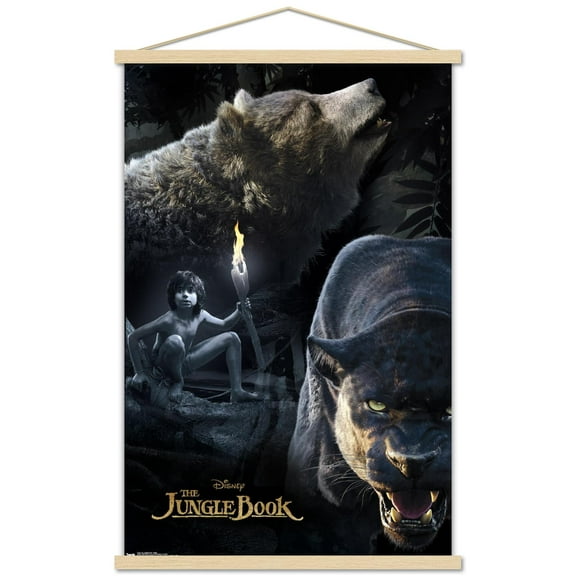 Disney The Jungle Book - Group Wall Poster with Wooden Magnetic Frame, 22.375" x 34"
