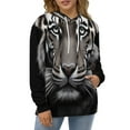 thumbnail image 4 of Black And White Tiger Portrait Men's Women Vintage 3D Hooded Sweatshirt - All-Season Loose Fit Streetwear, 4 of 6