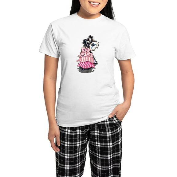 CafePress - Girly Schnauzer Women's Light Pajamas - Women's Short Sleeve Print T-Shirt and Pants Light Cotton Pajama Set