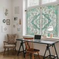 thumbnail image 5 of Turquoise Boho Tier Curtains 54 Inch Length, Vintage Abstract Floral Ethnic Tribe Cafe Short Curtains for Bathroom Over Sink, Small Kitchen Curtain Light Filtering Tiered Drapes 2 Panels 27.5"Wx54"L, 5 of 8