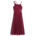 thumbnail image 5 of Eandarui Women Elegant Spaghetti Straps Ballet Dancing Flowy Maxi Long Dress Modern Latin Skater Burgundy L, 5 of 7