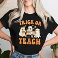 thumbnail image 2 of Teacher Halloween Trick Or Teach T-Shirt – Retro Groovy Floral Ghost Design, Funny Fall School Costume for Women Educators, Spooky Teaching Outfit for October Classroom Celebrations, 2 of 3