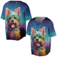 thumbnail image 3 of Hippie Yorkshire Terrier Portrait oil painting Watercolor Tie-dye Vintage All Over Print 3D Baseball Shirt Yorkie Dog Lover Gifts Softball Sport - 00015, 3 of 6