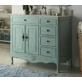 thumbnail image 2 of Benton Collection 38" Distressed Light Blue Cottage Bathroom Vanity with White Marble Top, 2 of 6